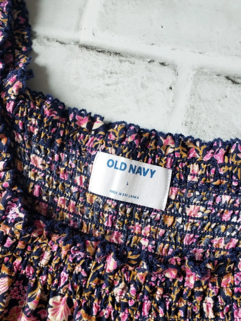 Old Navy Floral Smocked Puff Sleeve Blouse L Boho Cottagecore